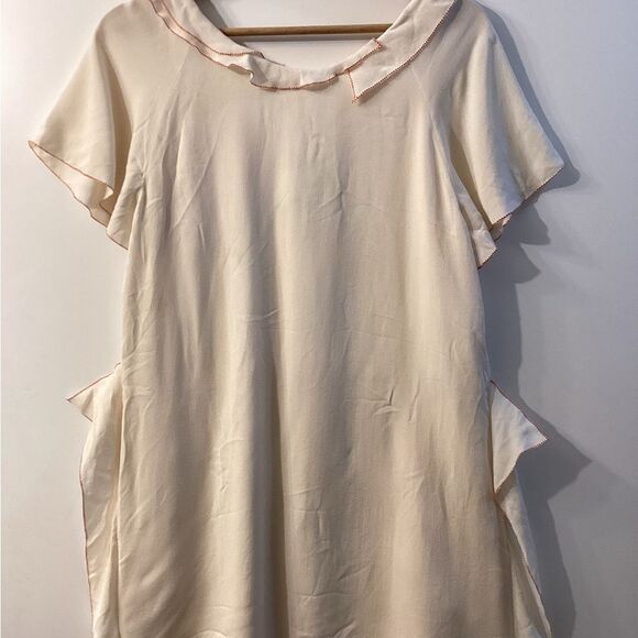 3.1 Phillip Lim Cream Flutter Sleeve Blouse Peter Pan Collar Top - Picture 8 of 13